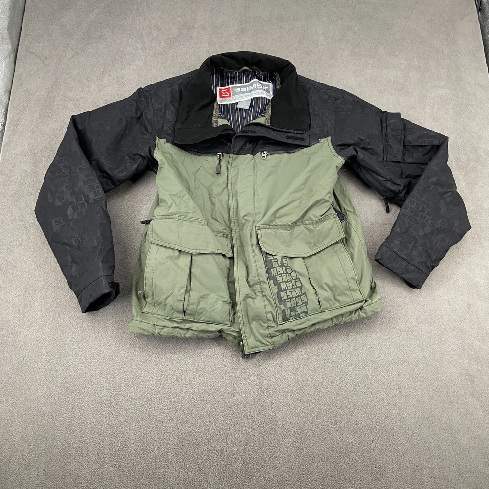 Sims Snowboard Jacket Mens S Green Black Fully Lined Winter Full ZIP Outerwear